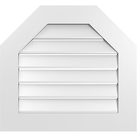 Ekena Millwork Octagonal Top Surface Mount PVC Gable Vent: Functional, w/ 3-1/2"W x 1"P Standard Frame, 26"W x 24"H GVPOT26X2401SF